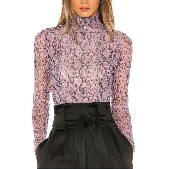 Cinq a Sept Purple Python Turtleneck Top Button Keyhole Closure Stretch - Picture 2 of 8